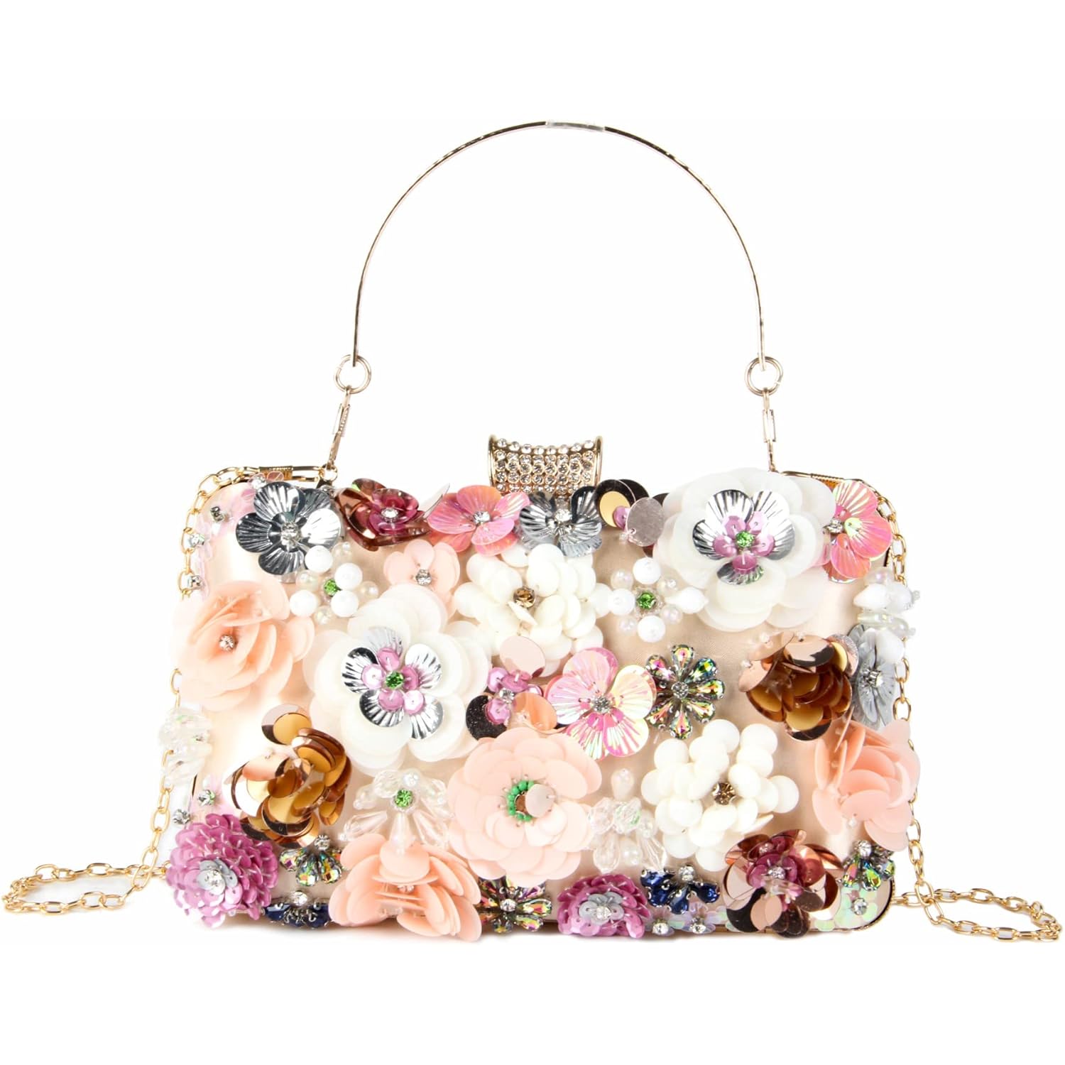 Women Clutches Flower Evening Handbag Chain Strap Shoulder Bag