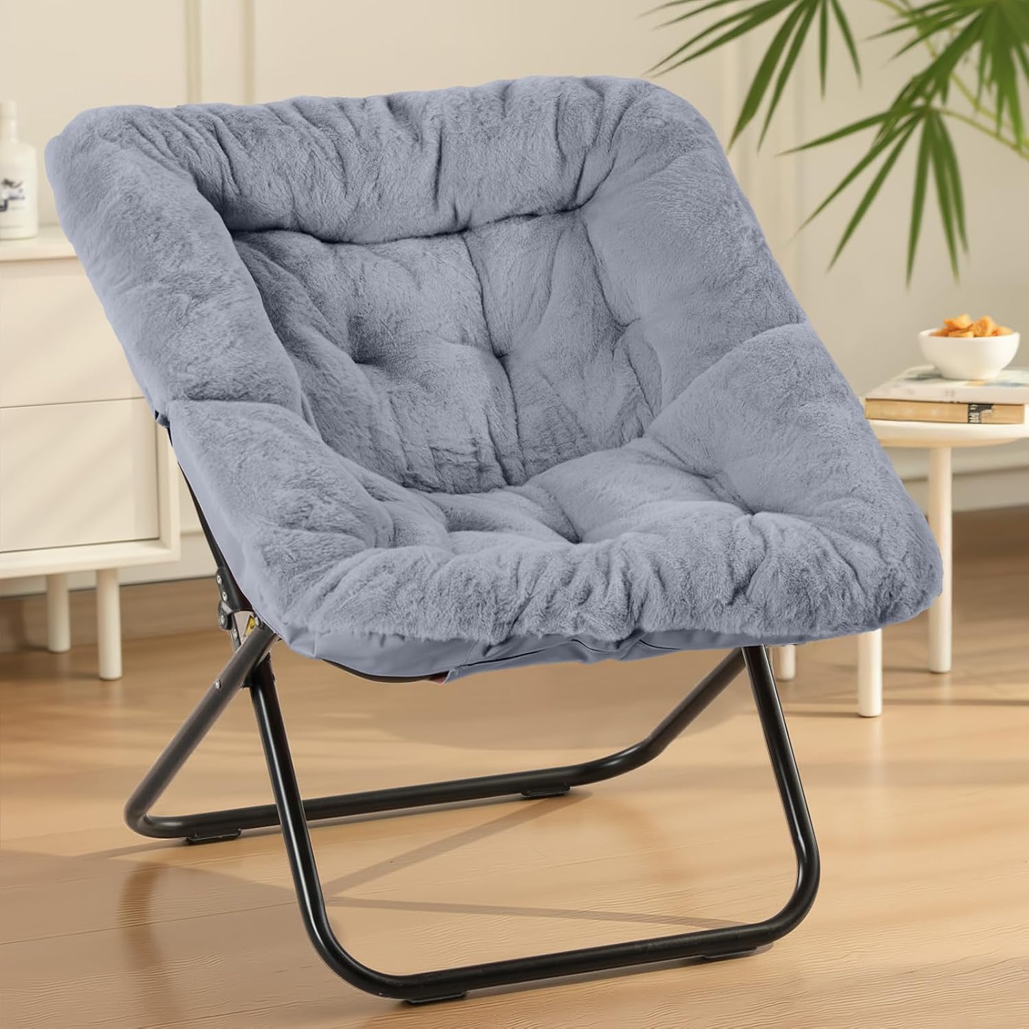Sweetcrispy Comfy Chair For Adults, Foldable Living Room Chair, Soft Faux Fur Lounge For Bedroom Dorm Rooms, Comfortable Reading Chairs For Teens, X-Large