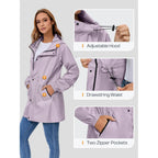 Saphirose Women'S Lightweight Long Rain Jacket Packable Raincoat Hooded Outdoor Trench Coats