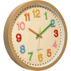 Foxtop Silent Kids Wall Clock Non-Ticking Battery Operated Colorful Childrens Clock For Classroom Playroom Nursery Bedrooms Kids Room (3D Numbers, 12 Inch)