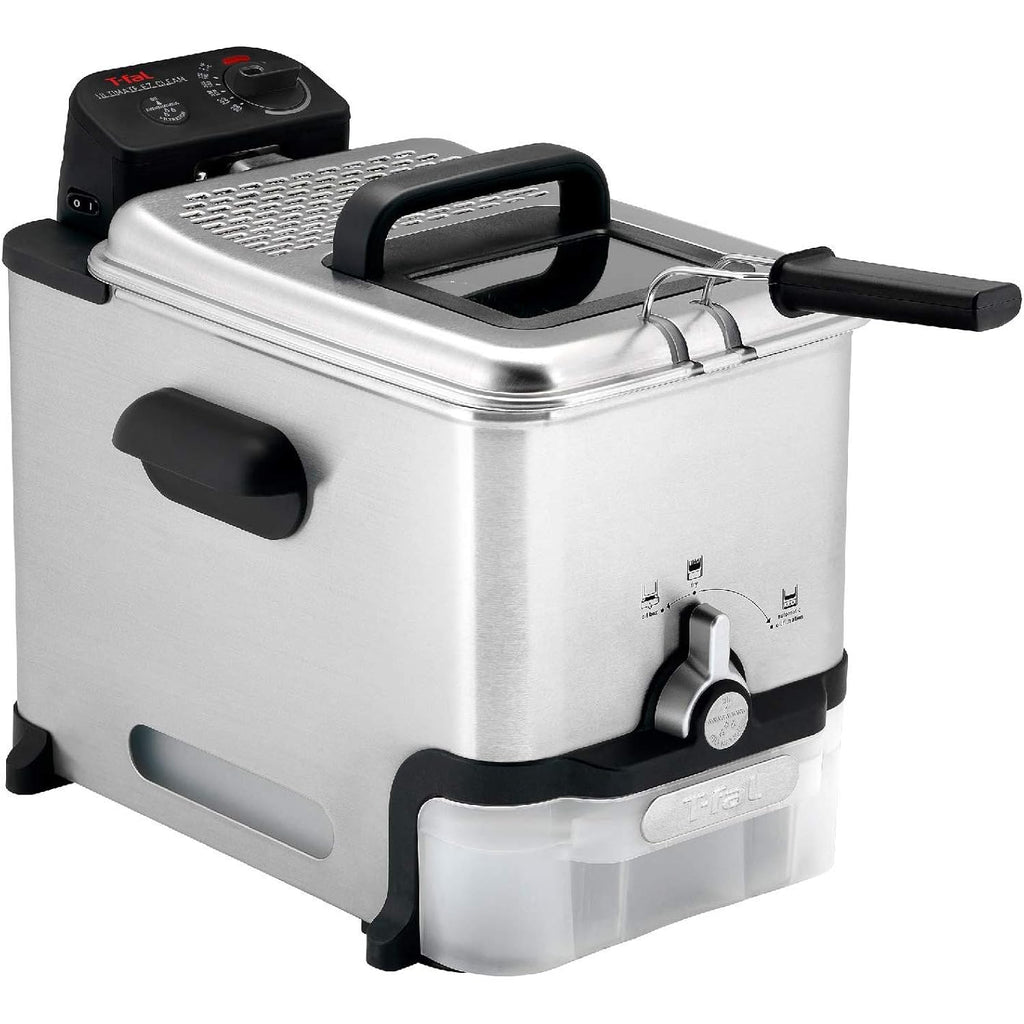 T-fal 3.5L Stainless Steel Deep Fryer with Basket for Home Use, 1700W, Deep Fryer with Oil Filtration, Temp Control, Digital Timer