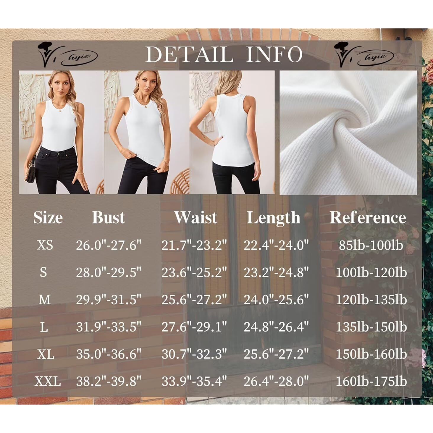VICHYIE Women Tank Tops Summer Sleeveless Basic Cami Top Shirt Slim Knit Ribbed Racerback Blouses
