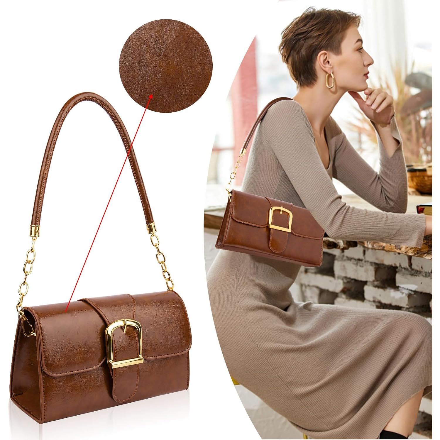 Shoulder Bag For Women, Vegan Leather Classic Crossbody Purses Handbags, Trendy Hobo Bag Tote Purses For Women
