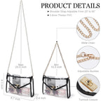 Clear Purse For Women Stadium Approved, Clear Crossbody Bag With Leather Edging For Concert Sports Events