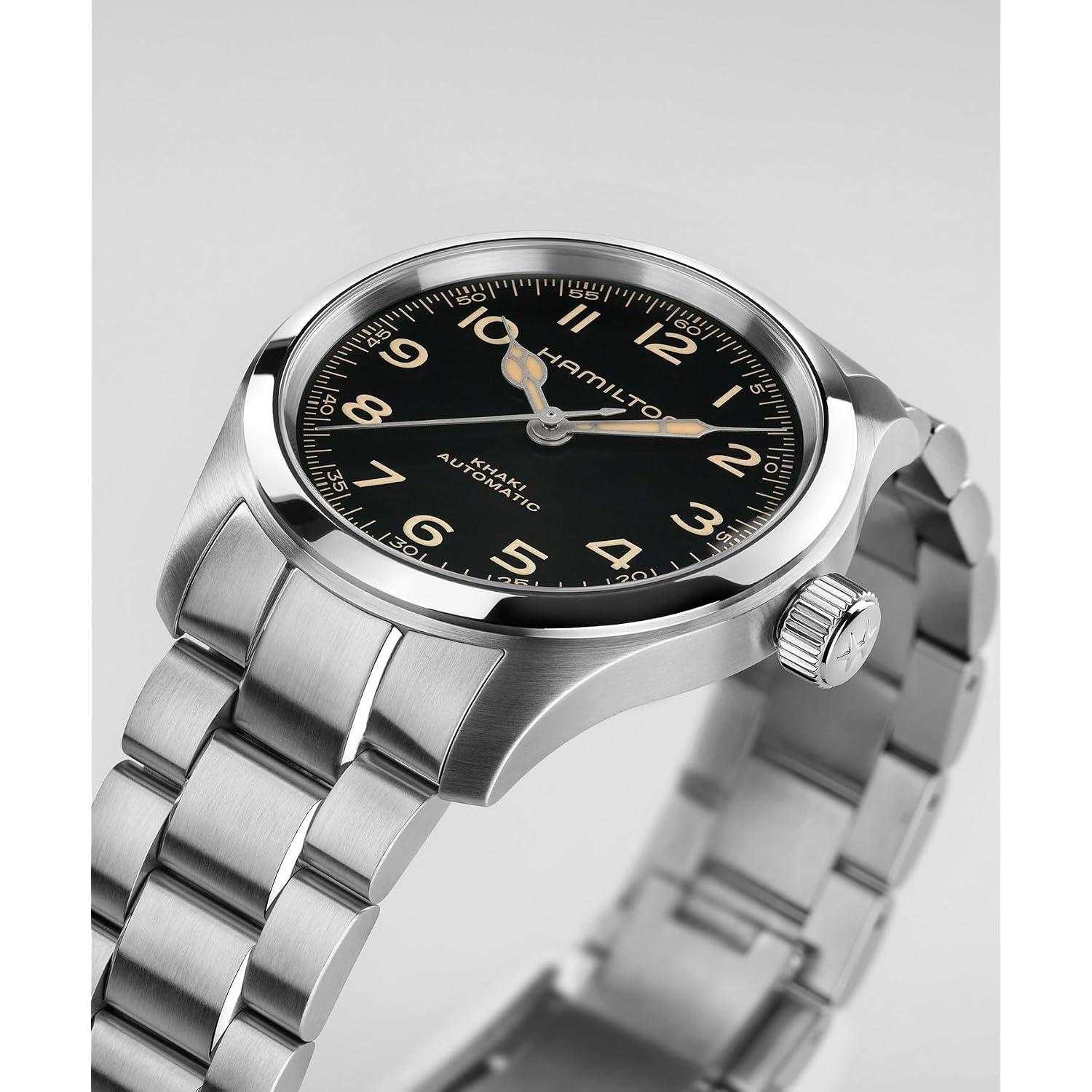 Hamilton Khaki Field Murph Automatic Men'S Watch, 38Mm Stainless Steel Case, Swiss Made, Black Dial Analog Wrist Watch, 100M Waterproof, Sapphire Crystal, 3-Hand Movement, Stainless Steel Strap