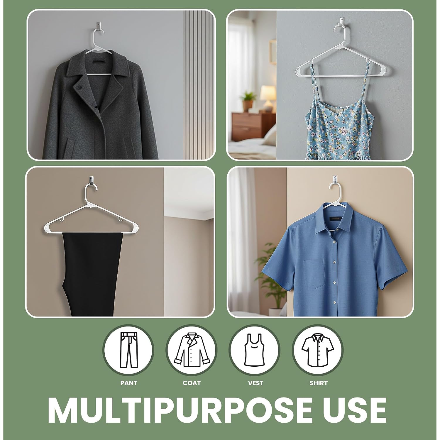 Utopia Home Plastic Hangers 20 Pack – Built-In Strap Hooks White | Space Saving | Durable & Strong | Closet Organizer | Clothes Hangers | Ideal For Shirts, Pants, Skirts & Coats