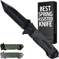 Spring Assisted Heavy Duty Pocket Knife For Men - 3.5" Tanto Sharp Blade - Folding Tactical Self Defense Japanese Knives With Portable Clip - For Hunting Camping Military Survival Work Edc 6688 Bb