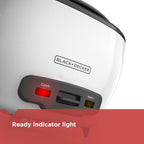 Black+Decker Rice Cooker 6-Cup (Cooked) With Steaming Basket, Removable Non-Stick Bowl, White