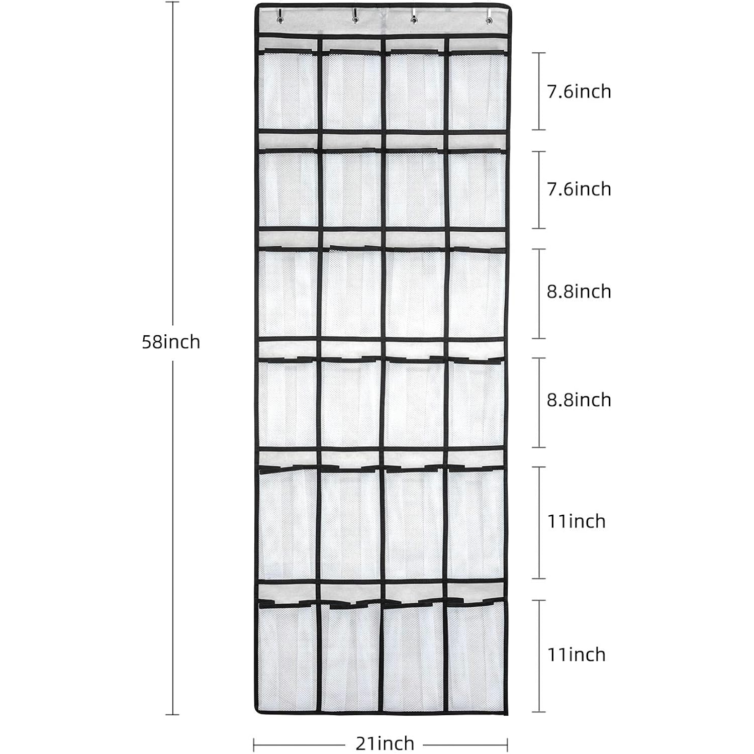Over The Door Shoe Organizer, Hanging Shoe Organizer With 24 Mesh Large Pockets Door Shoe Rack Organizer For Men Women Kids Hanging Shoe Storage Bag.(White