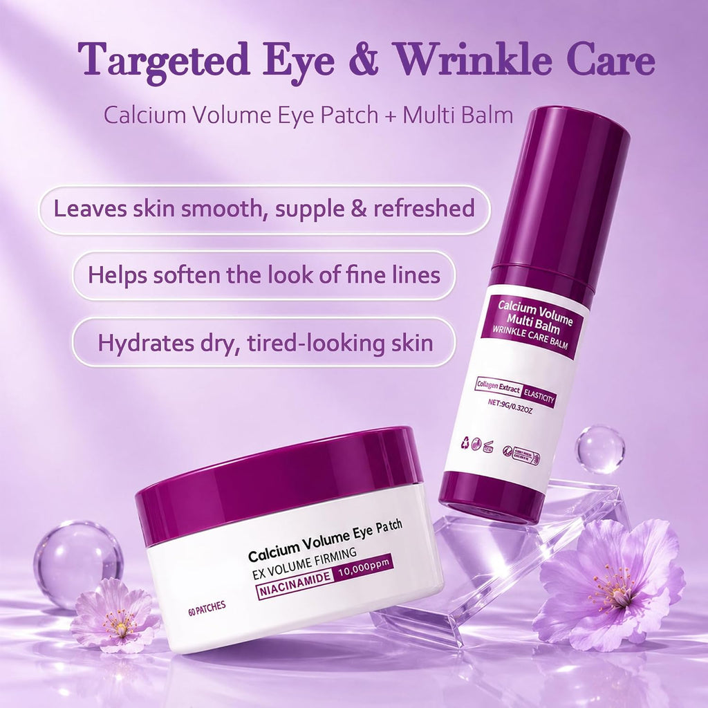 Skincare Routine Set - Facial Care Kit With Cleanser, Serums, Balm & Eye Patches - Hydrating & Daily Skin Care