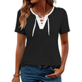 Womens Criss Cross Short Sleeve T-Shirts V-Neck Floral Summer Blouse Tops