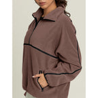 Laslulu Womens Half Zip Pullover Sweatshirt Sherpa Fleece Jacket Oversized Sweatshirts Warm Fuzzy Sweaters Pockets