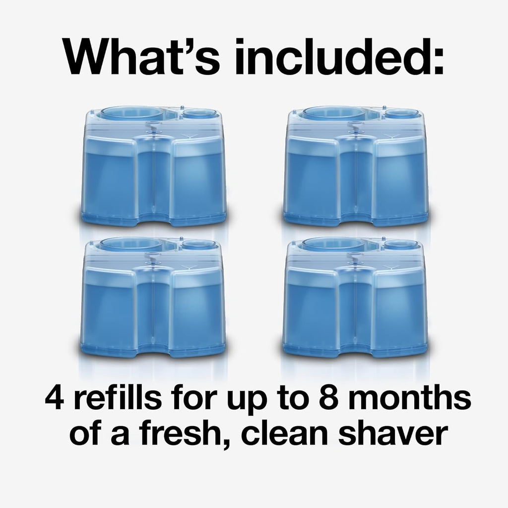 Braun Clean & Renew Refill Cartridges CCR, Replacement Shaver Cleaner Liquid Solution for Clean&Charge System, Pack of 4