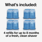 Braun Clean & Renew Refill Cartridges CCR, Replacement Shaver Cleaner Liquid Solution for Clean&Charge System, Pack of 4