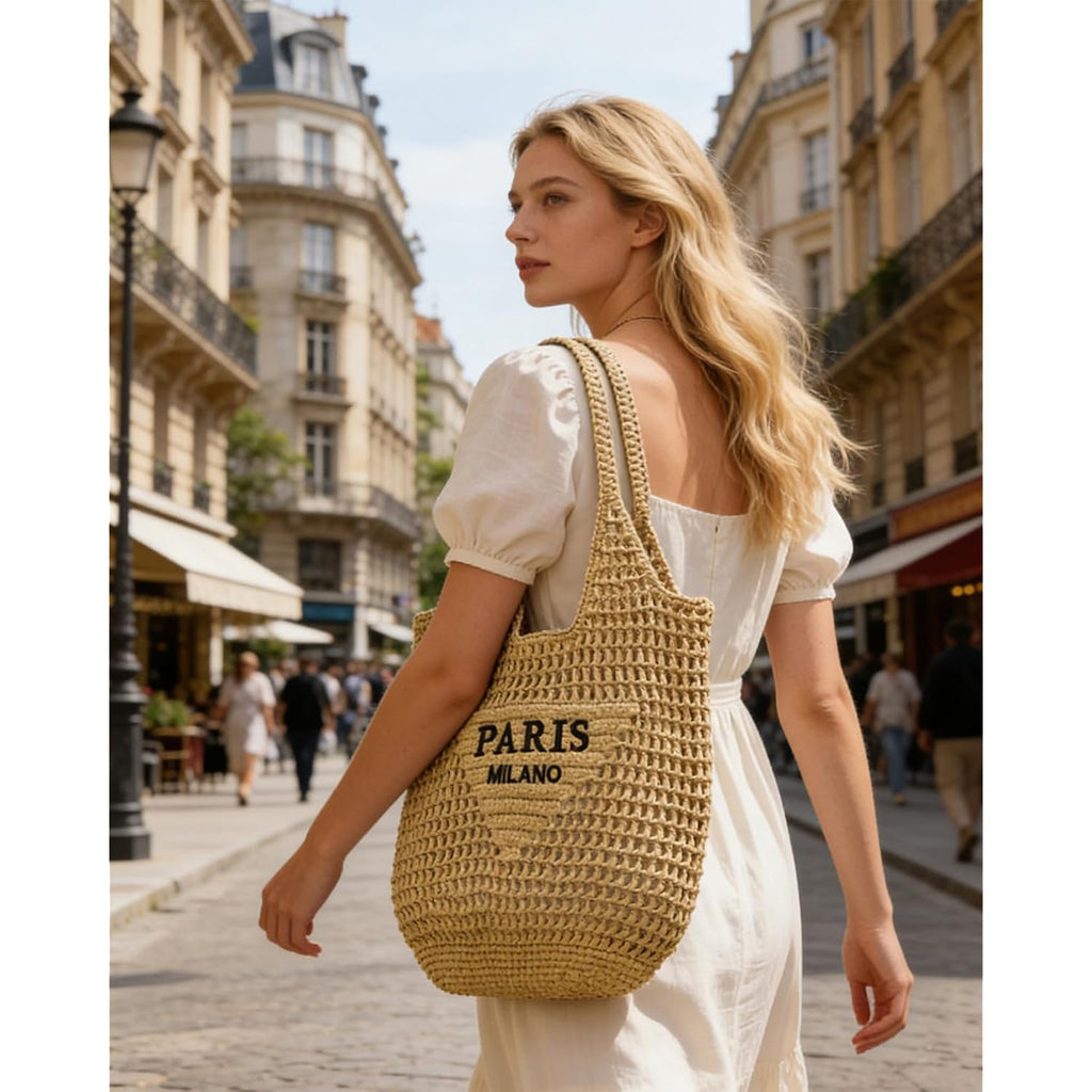 Straw Beach Bags For Women, Large Woven Tote Bag, Summer Shoulder Bag, Hobo Handbag For Vacation, Travel Casual Purse
