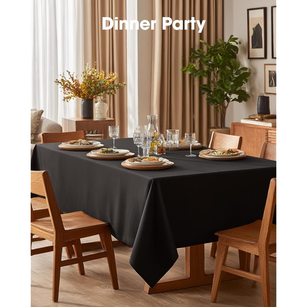 Pureegg Rectangle Table Cloth 60" x 84" – Durable Polyester Tablecloth Offers Reusable & Washable Protection, Ideal for Outdoor Party, Picnic, Wedding, Banquet and Birthday, 1 Pack, Black