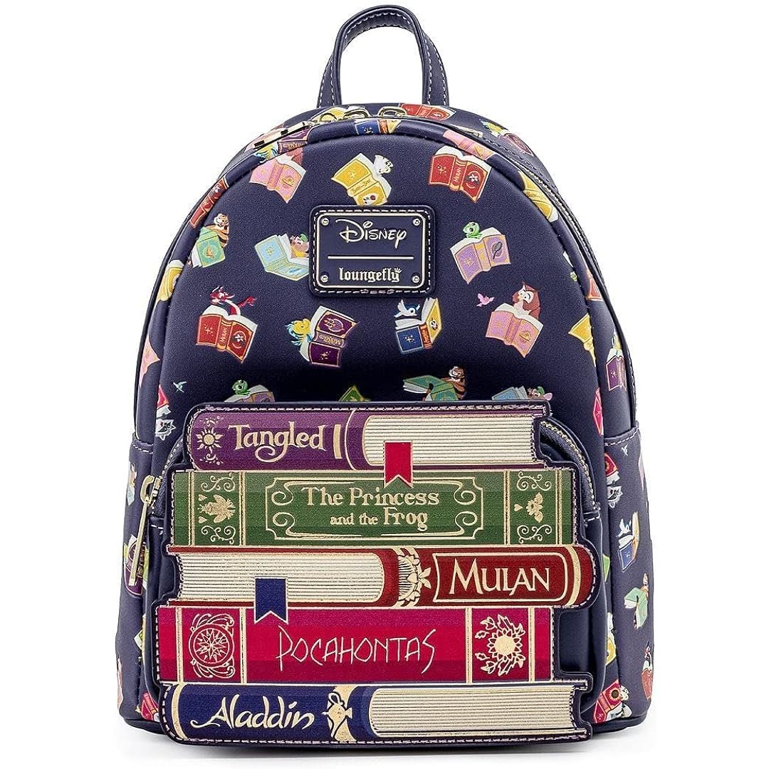 Loungefly Disney Princess Books All Over Print Womens Double Strap Shoulder Bag Purse