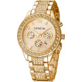 Gosasa Luxury Unisex Crystal Diamond Watches Quartz Digital Calendar Rose Gold Silver Stainless Steel Watch