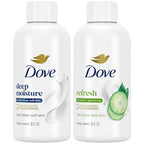 Dove Body Wash Travel Essentials Variety 2-Pack – Refreshing Cucumber & Green Tea + Deep Moisture Nourishing Body Washes, 3 Oz Ea