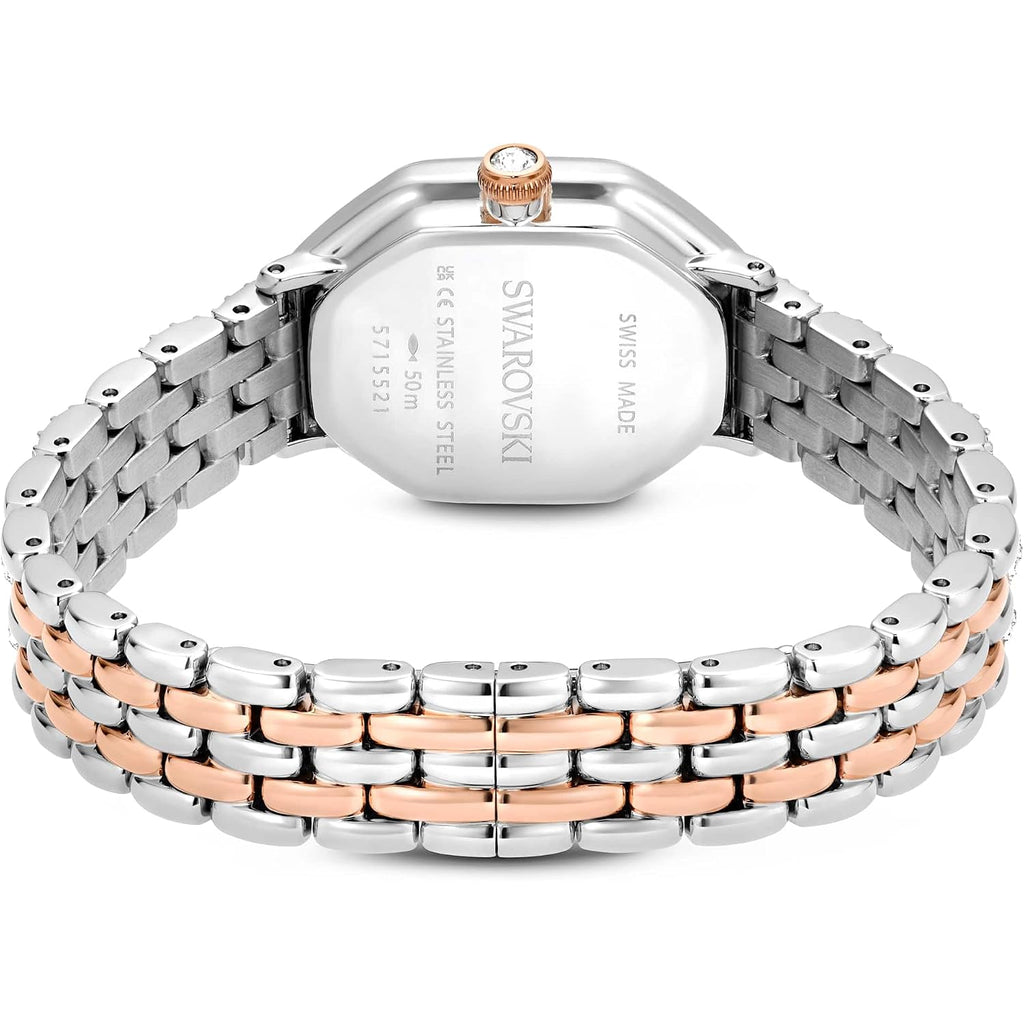Swarovski Dextera Octagon Watch, Swiss Made, Metal Bracelet, Silver Tone, Rose Gold-Tone Finish