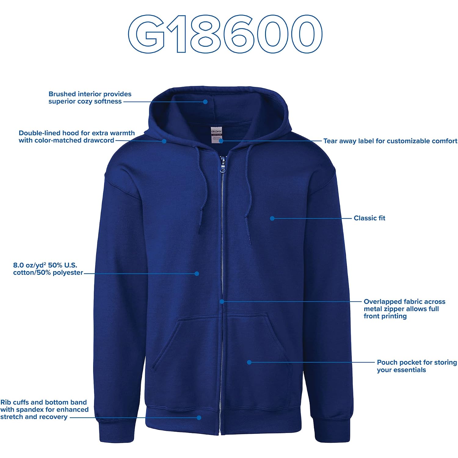 Gildan Unisex-Adult Fleece Zip Hoodie Sweatshirt, Style G18600, Multipack
