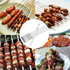 12Pcs Kabob Skewers Flat Metal Bbq Barbecue Skewer 14" Long Stainless Steel Shish Kebob Sticks Wide Reusable Grilling Skewers Set For Meat Shrimp Chicken Vegetable, 12 Pack