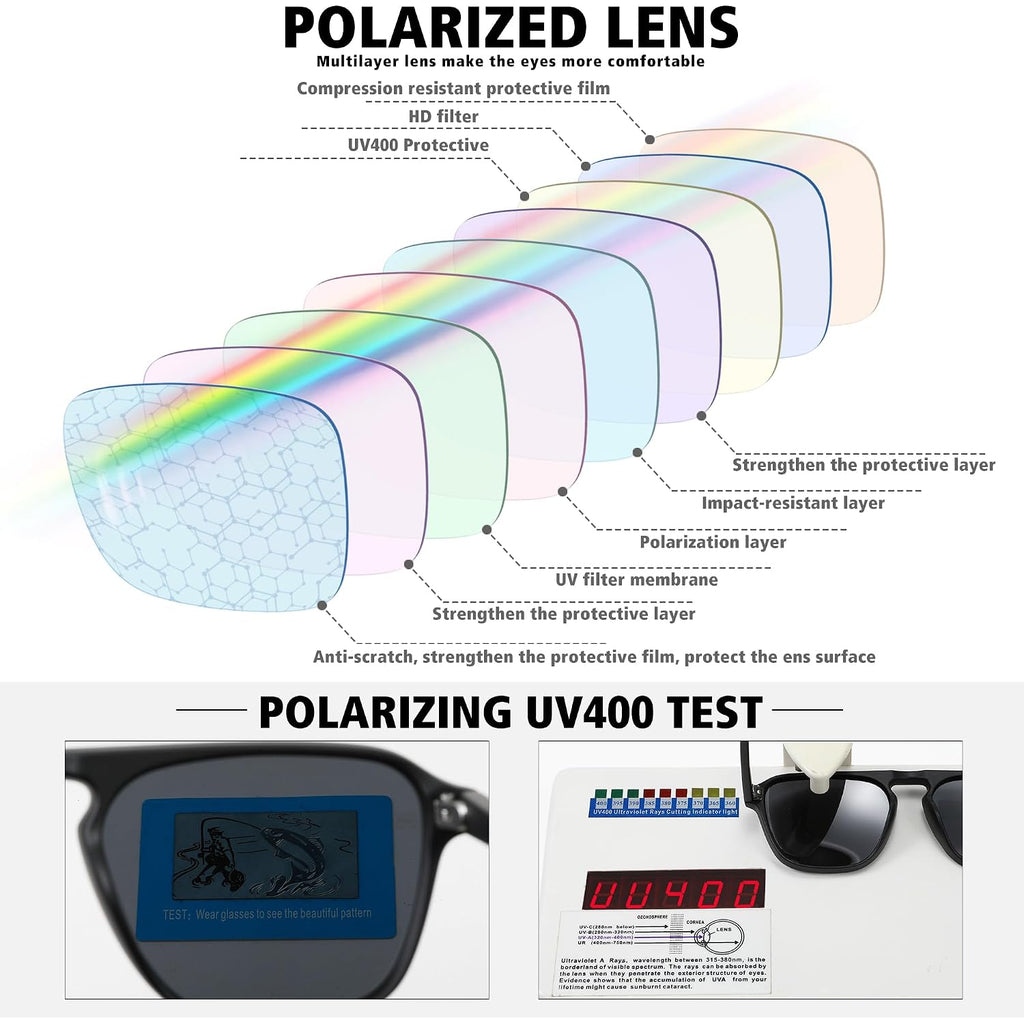Polarized Retro Aviator Sunglasses For Men Women Classic Driving Running Sports Square Aviators Sun Glasses