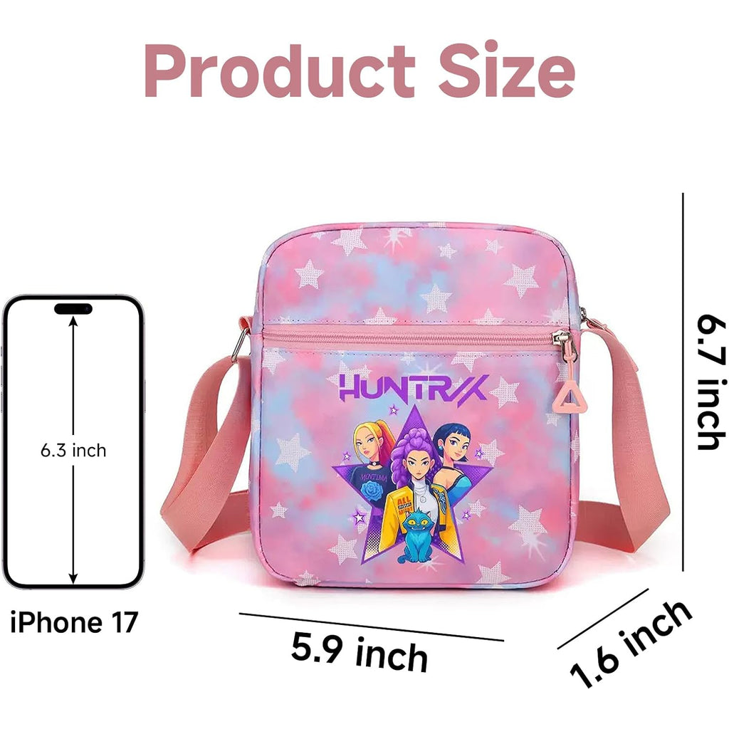 K-Pop Crossbody Bag With Zipper, Cute Cartoon Shoulder Bag With Adjustable Shoulder Straps, Anime Merch For Womens Birthday Gifts