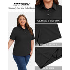 Women'S Plus Size Polo Shirts Upf 50+ Casual Work Quick Dry 3 Buttons Short Sleeve Collared Golf Shirt (Xl-6Xl)