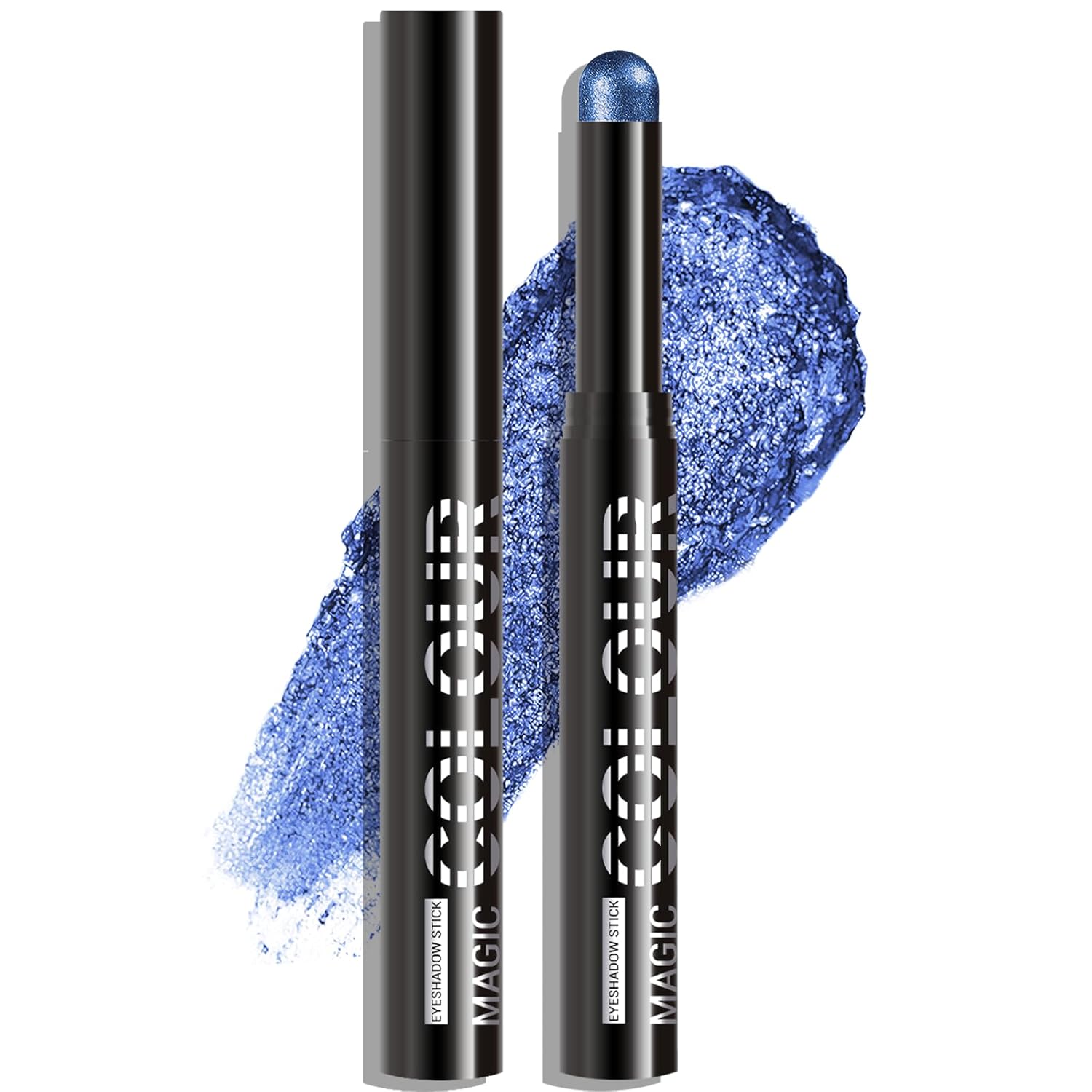 Blue Glitter Eyeshadow Stick, Shimmer Cream Eye Shadow Pencil Long Lasting Buildable Sparkling Face Highlighter Makeup, Lightweight Smudge Proof Smoky Eyeshadow for Quick Application