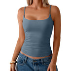 Women's Cotton Cami Tops with Built in Shelf Bra Unpadded Spaghetti Straps Tank Top Fitted Basic Camisole Shirts