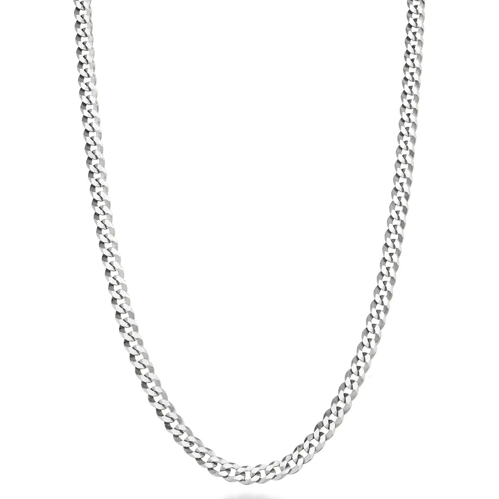 Miabella Italian Solid 925 Sterling Silver 3.5mm Diamond Cut Cuban Link Curb Chain Necklace for Women Men, Made in Italy