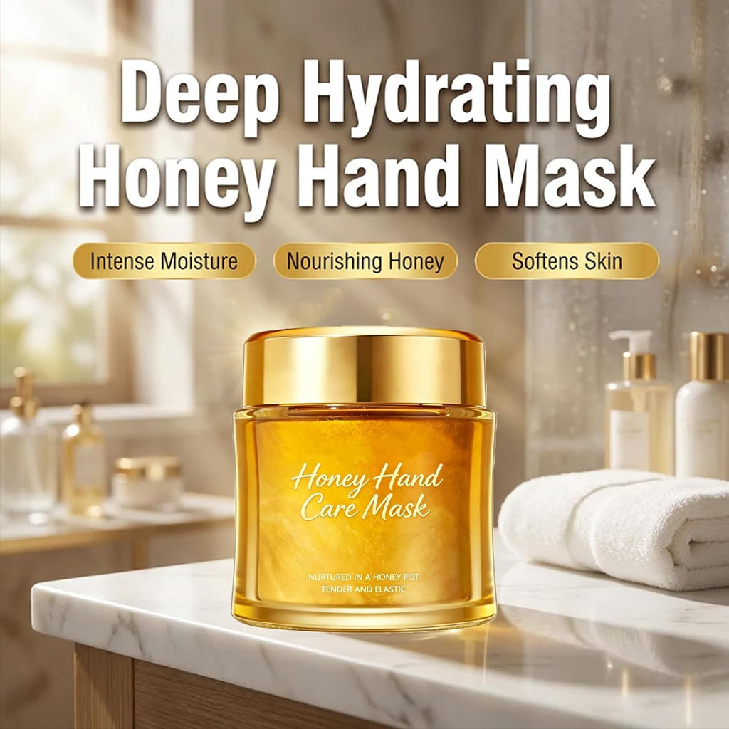 Moisturizing Nourishing Honey Hand Mask, Milk Honey Peel Off Hand Wax Moisturizing Hydrating Hand Masks for Women, 100g (1)