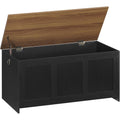 HOOBRO Storage Bench, 39.3" Retro Wooden Storage Chest, Wooden Storage Trunk, Toy Chest with Lift Top, Multifunctional Entryway Organizer, for Entryway, Living Room, Black and Walnut BH141CW01
