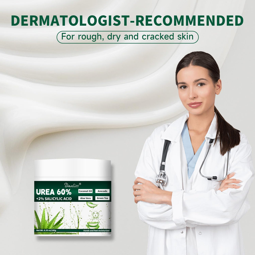 Urea Cream 60% with 2% Salicylic Acid – Unscented 60 Percent Urea Maximum Strength for Dry, Cracked Heels, Hands, Knees, and Elbows. Dead Skin Remover & Callus Repair Treatment 6.35 oz