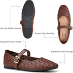 Trary Mary Jane Shoes Women, Hollow Flats for Women, Ballet Flats Shoes Round Toe Mary Jane Flats, Ankle Strap Spring Summer Shoes Dressy Comfortable