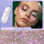 DAGEDA Body Glitter Gel, Roll-on Face Glitter for Mermaid Makeup Festival Rave Accessories, Holographic Hair Glitter Gel,Body Shimmer Halloween Makeup for Rave Party (Sparkling Pink)