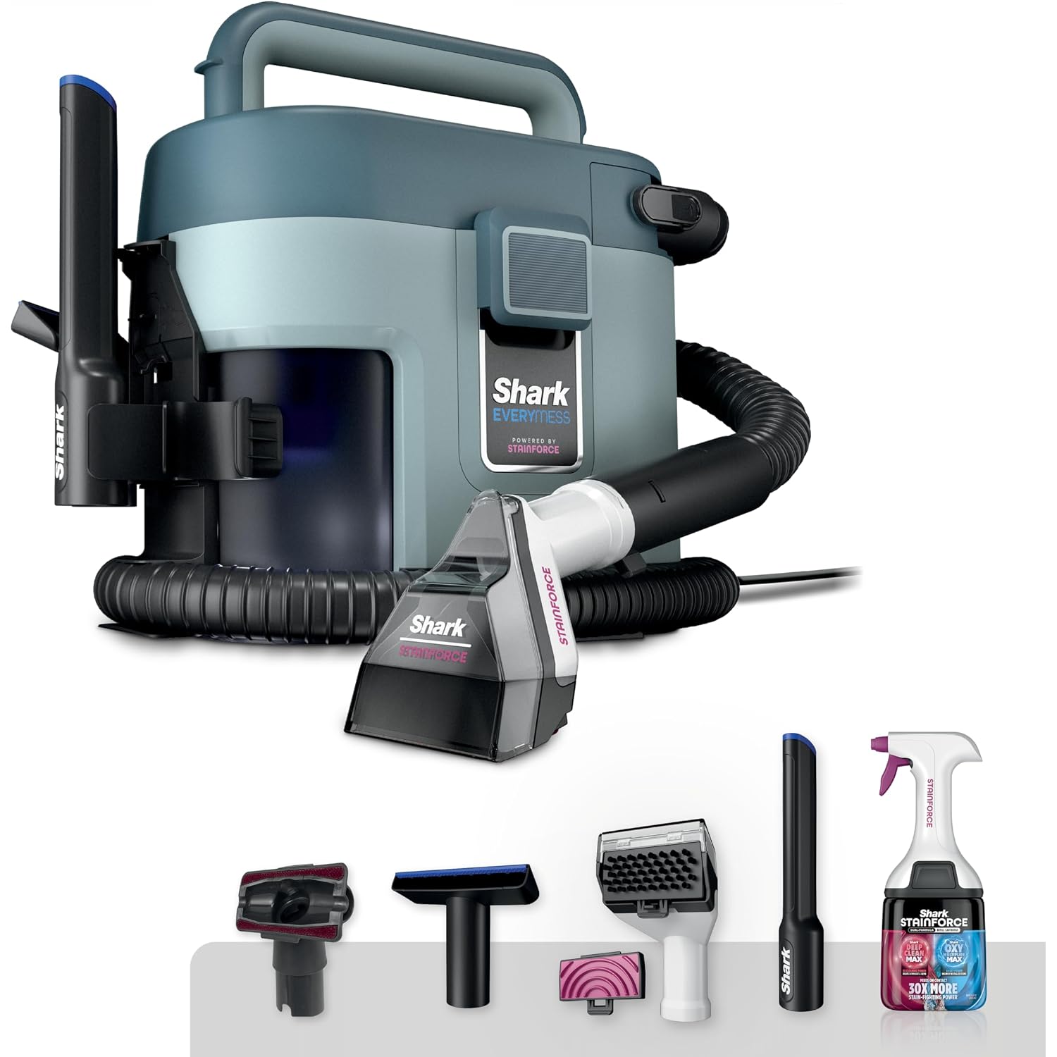 Shark Everymess Ultra-Powerful 3-In-1 Wet Vac, Dry Vac, & Stain Eliminator With Stainforce Technology, Perfect For Homes, Pets, And Cars, 4 Accessories And Cleaning Solution, Gray, Vx101