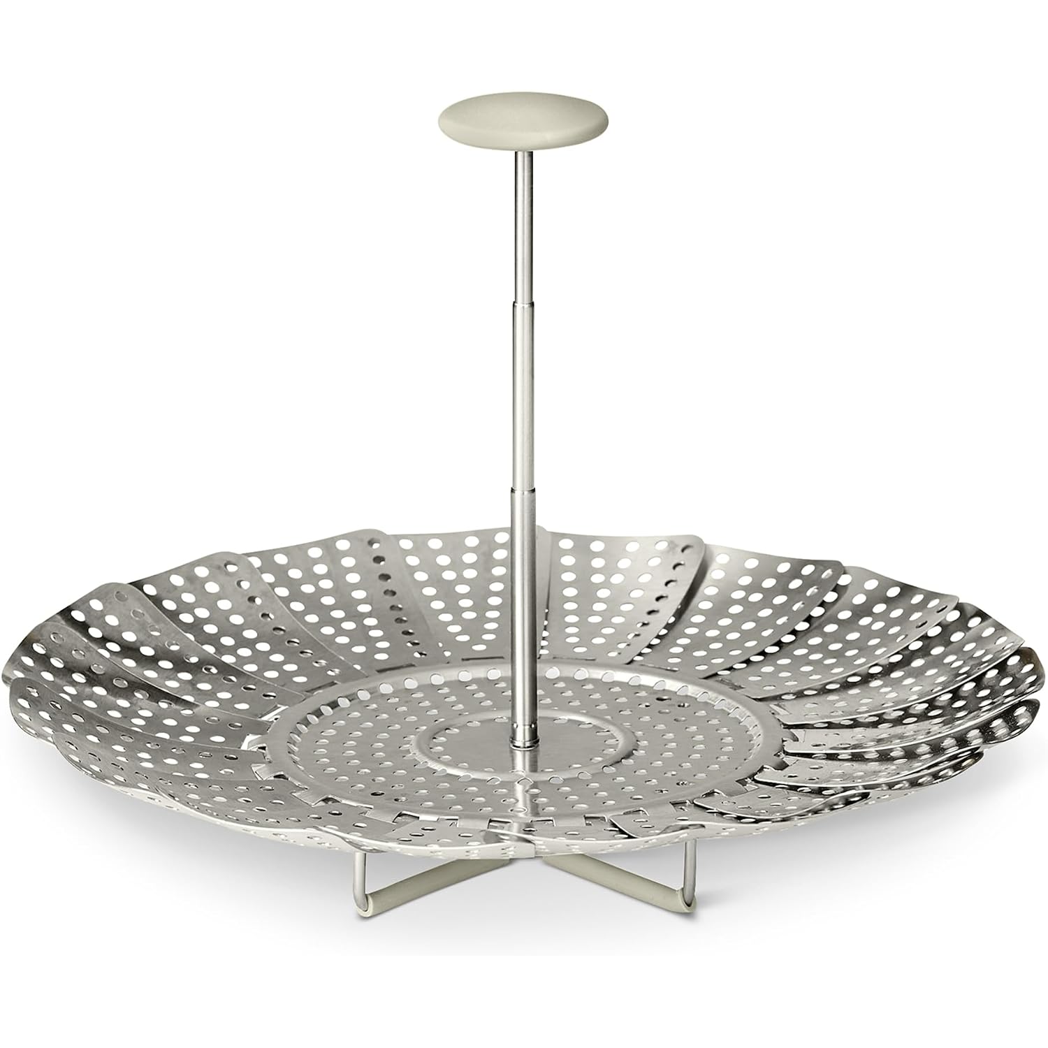 Amazon Basics Extendable Steamer Basket For Vegetables, Dumplings And Seafood, Expands From 5.6 To 9.25 In., Stainless Steel, Dishwasher-Safe
