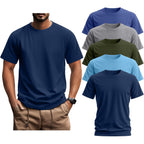 Ficerd 5 Pack Men'S Big And Tall Shirts Short Sleeve Cotton Tee Summer Crew Neck Oversize Top Loose Fit Shirt Multipack
