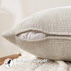 Miulee Pack Of 2 Couch Throw Pillow Covers 18X18 Inch Neutral Beige Modern Boho Accent Decorative Pillow Covers Soft Chenille Farmhouse Cushion Covers For Home Decor Bed Sofa Living Room