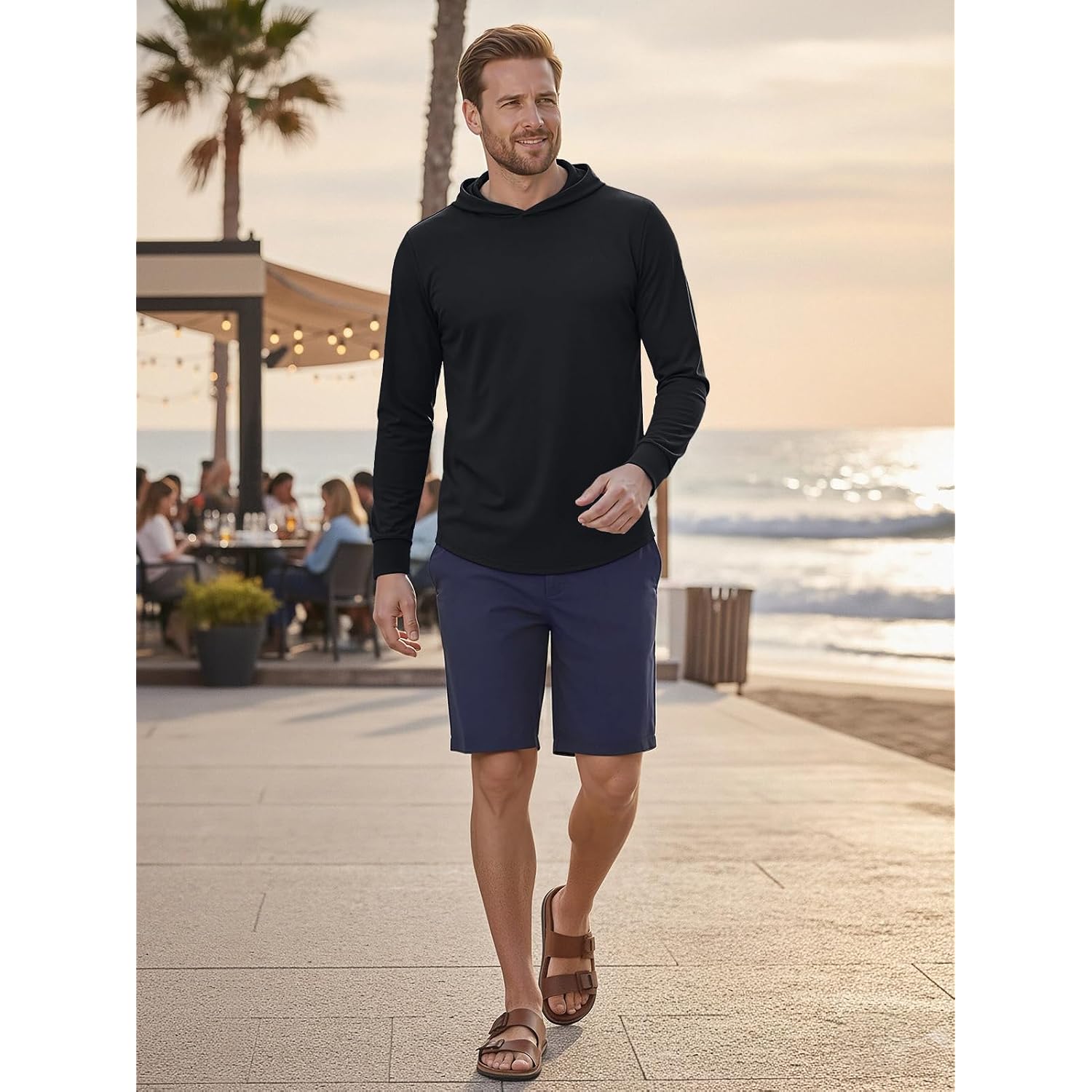 5-Pack Mens Upf 50+ Sun-Protection Hoodies - Uv Lightweight Fishing Shirts Long Sleeve Work Outdoor Hoodies