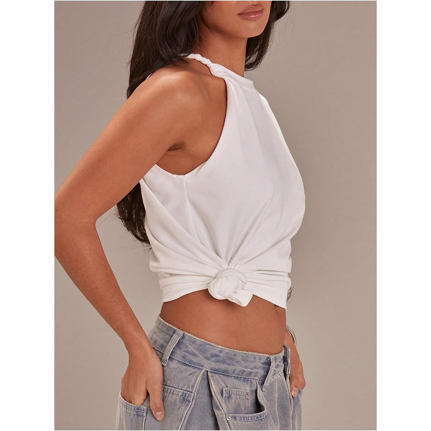 Soly Hux Women'S One Shoulder T Shirt Crew Neck Short Sleeve Tee Dressy Casual Summer Asymmetrical Tops