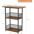 Eyteenokk Freestanding Wine Rack,3-Tier Small Mini Bar Table Liquor Cabinet With T-Shaped Countertop,Rustic Wood Metal Floor Wine Bottle Storage Stand For Home Bar Corner-23.62 X 9.44 X 27.67Inches