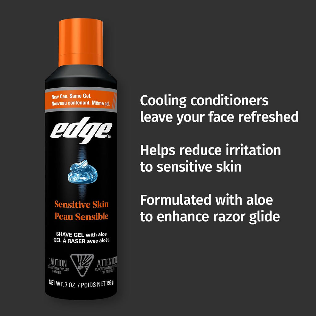 Edge Shaving Gel for Men, Sensitive Skin with Aloe, (6 Pack) - Shave Gel For Men That Moisturizes, Protects and Soothes To Help Reduce Skin Irritation