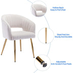 Modern Velvet Desk Chair Accent Armchair Upholstered Tufted Chairs Dining Chairs, Tufted Vanity Chair Side Chairs With Gold Metal Legs For Dining Room Living Room Restaurant,1 Pc &Cream