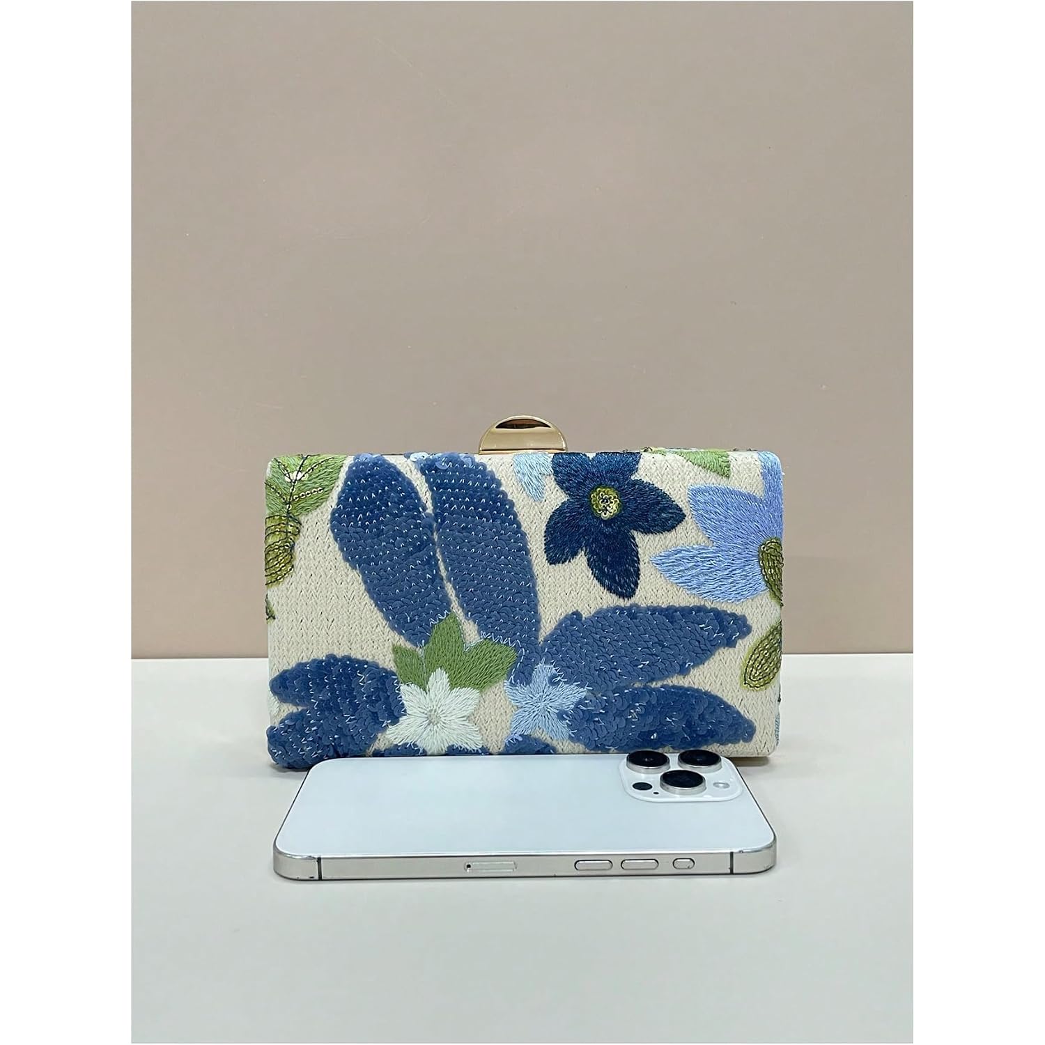 Women'S Sequin Floral Embroidery Evening Beaded Clutch Bags Elegant Mini Crossbody Purses Wedding Party Bag