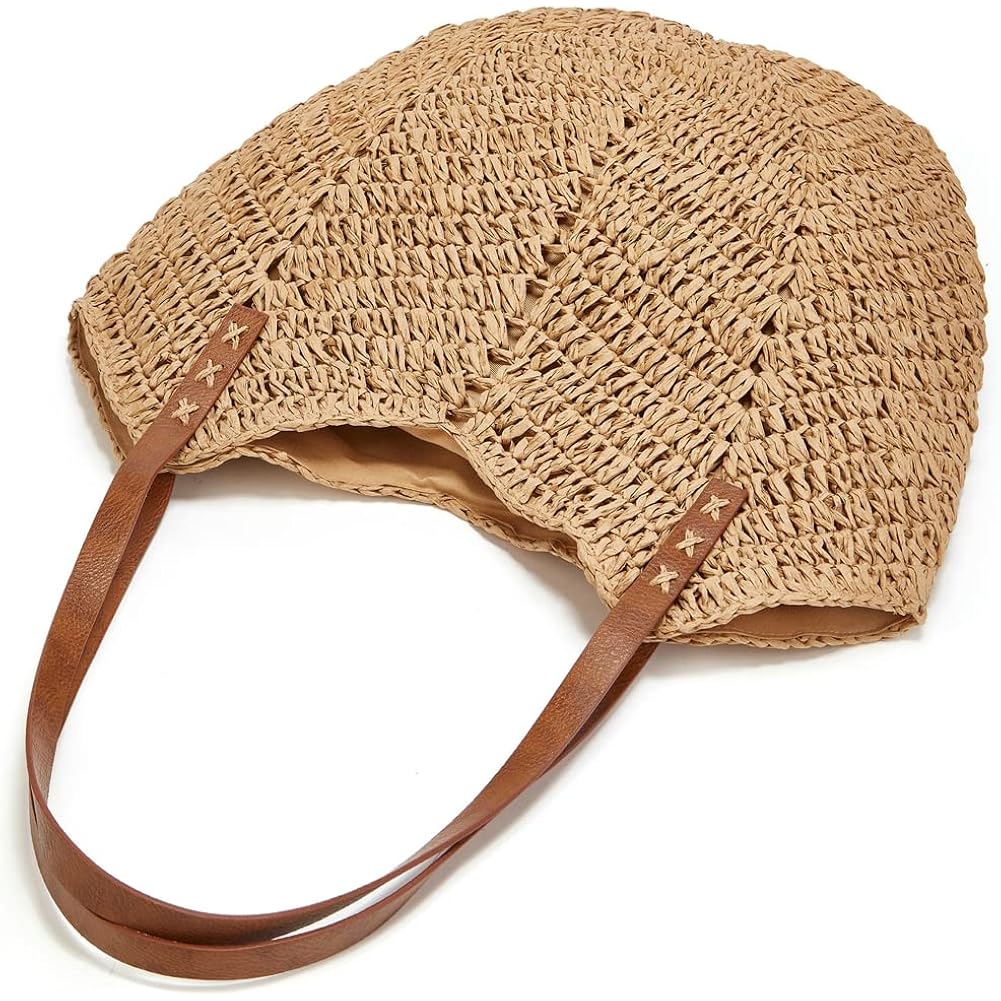 Summer Casual Straw Tote Bag Large Capacity Woven Shoulder Handbag For Summer Beach Vocation