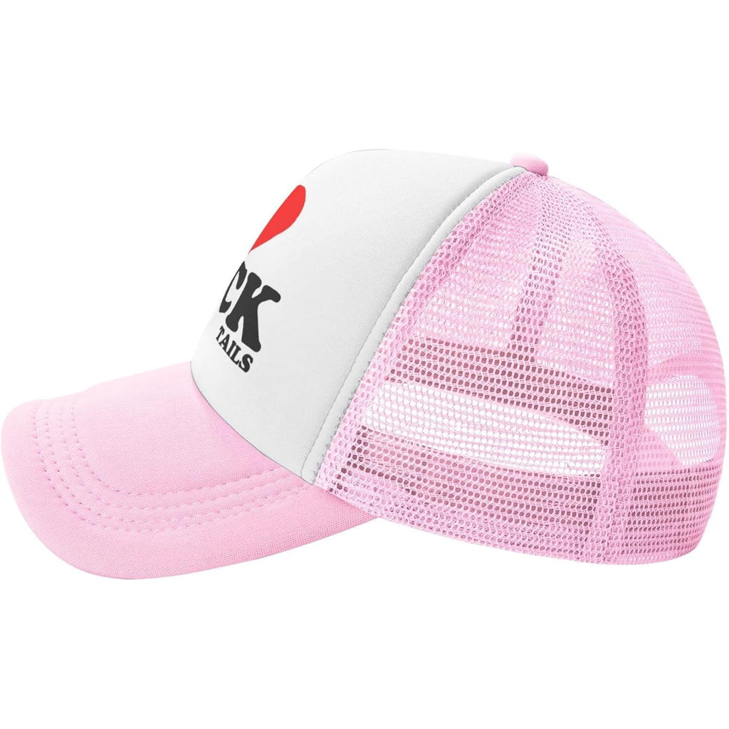 I Love Heart Cocktails Funny Gag Trucker Hat for Adult Humor Adjustable Mesh Sport Baseball Caps for Women Men Black Pink