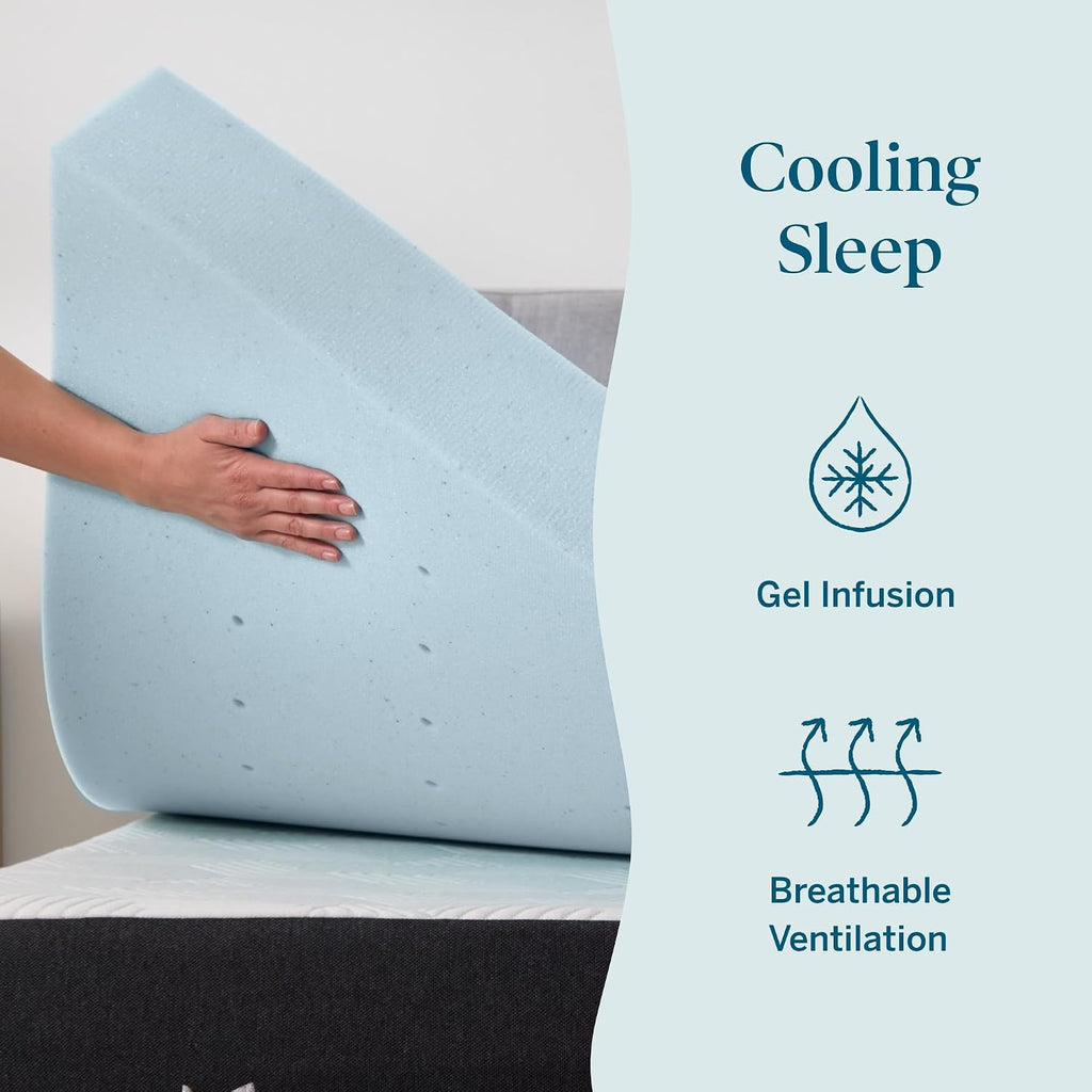 Lucid 4 Inch Memory Foam Mattress Topper, Twin Xl Size – Cooling Gel Bed Topper – Preassure-Relieving Ultra Plush Feel – Ventilated Breathable Design – Certipur Certified - Dorm Room Essentials